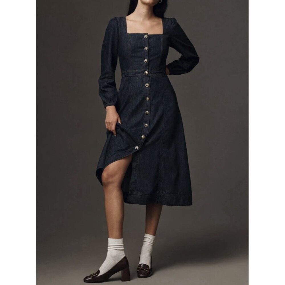 Reformation Navy Blue Button-Down Dress - Picture 8 of 10